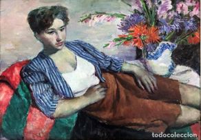 Arte: Josep Maria Mallol Suazo (1910-1986) - Mujer tumbada - Óleo sobre lienzo